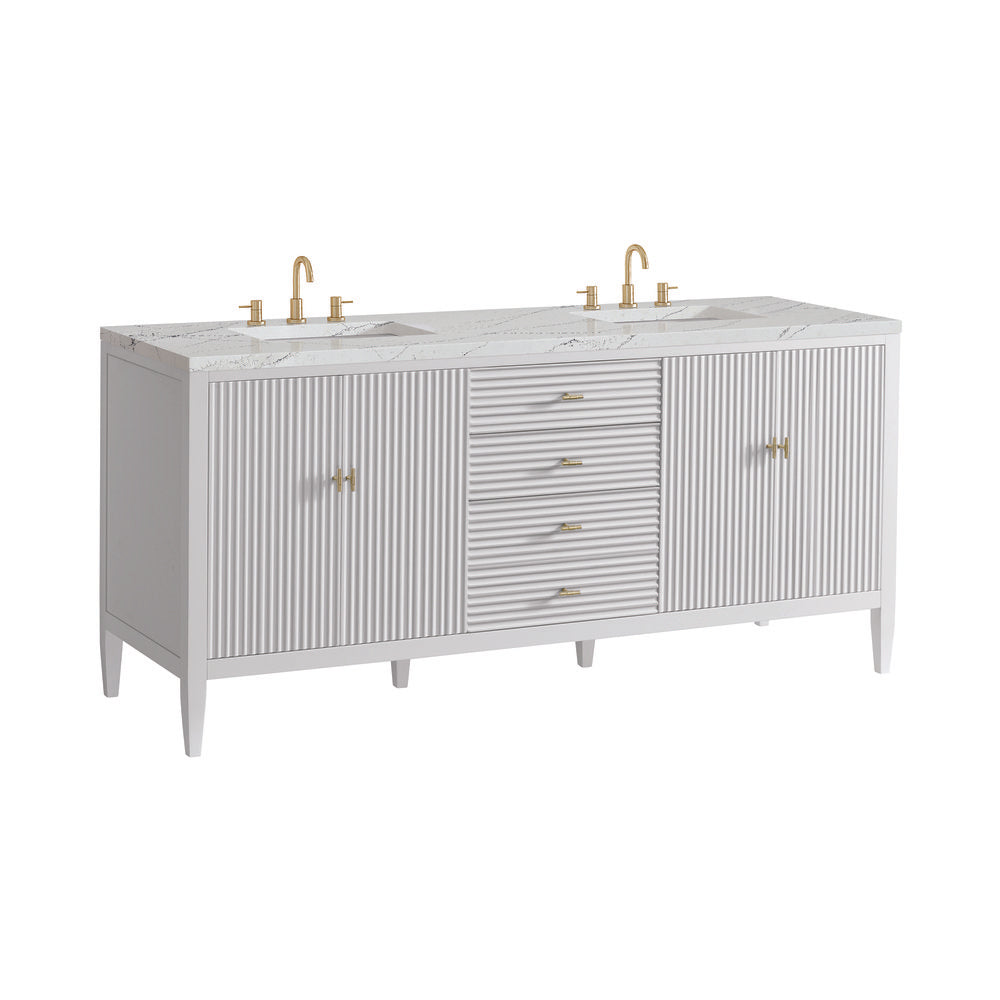 James Martin - Myrrin 72" Double Vanity, Bright White w/ 3 CM Ethereal Noctis Silestone Top - 485-V72-BW-3ENC view 10
