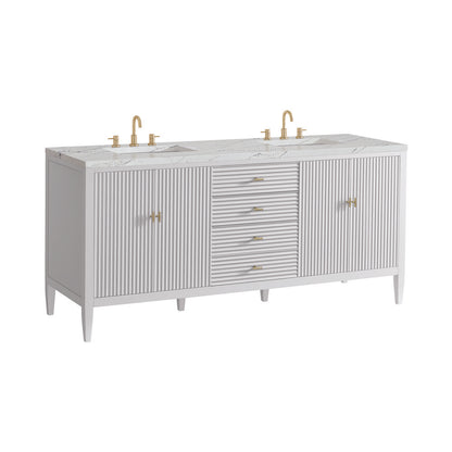 James Martin - Myrrin 72" Double Vanity, Bright White w/ 3 CM Ethereal Noctis Silestone Top - 485-V72-BW-3ENC view 10