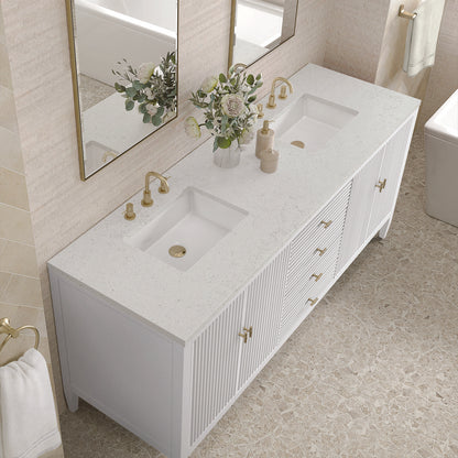 James Martin - Myrrin 72" Double Vanity, Bright White w/ 3 CM Lime Delight Silestone Top - 485-V72-BW-3LDL view 7