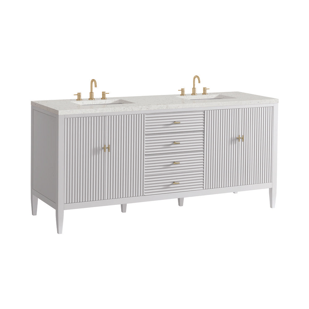James Martin - Myrrin 72" Double Vanity, Bright White w/ 3 CM Lime Delight Silestone Top - 485-V72-BW-3LDL view 10