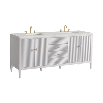 James Martin - Myrrin 72" Double Vanity, Bright White w/ 3 CM Lime Delight Silestone Top - 485-V72-BW-3LDL view 10