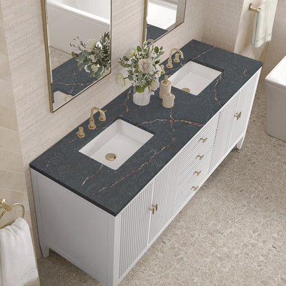 James Martin - Myrrin 72" Double Vanity, Bright White w/ 3 CM Parisien Bleu Silestone Top - 485-V72-BW-3PBL view 7