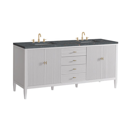 James Martin - Myrrin 72" Double Vanity, Bright White w/ 3 CM Parisien Bleu Silestone Top w/FreePower Wireless Charger - 485-V72-BW-FPBL view 11