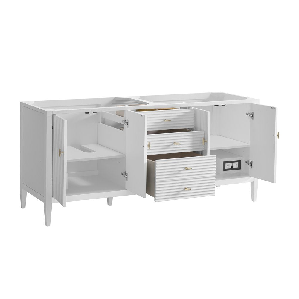 James Martin - Myrrin 72" Double Vanity, Bright White w/ 3 CM Victorian Silver Silestone Top - 485-V72-BW-3VSL view 8
