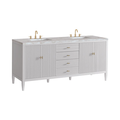 James Martin - Myrrin 72" Double Vanity, Bright White w/ 3 CM Victorian Silver Silestone Top - 485-V72-BW-3VSL view 10