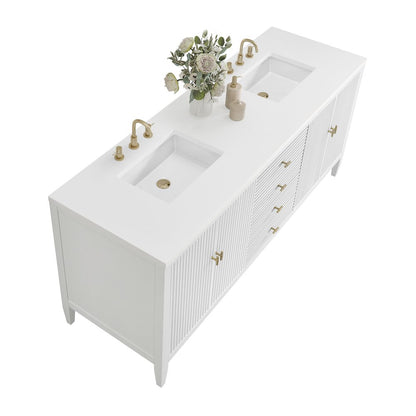 James Martin - Myrrin 72" Double Vanity, Bright White w/ 3 CM White Zeus Silestone Top - 485-V72-BW-3WZ view 8