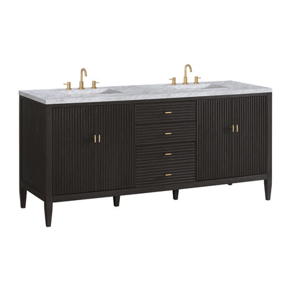James Martin - Myrrin 72" Double Vanity, Carbon Oak w/ 3 CM Carrara White Marble Top - 485-V72-CBO-3CAR view 10