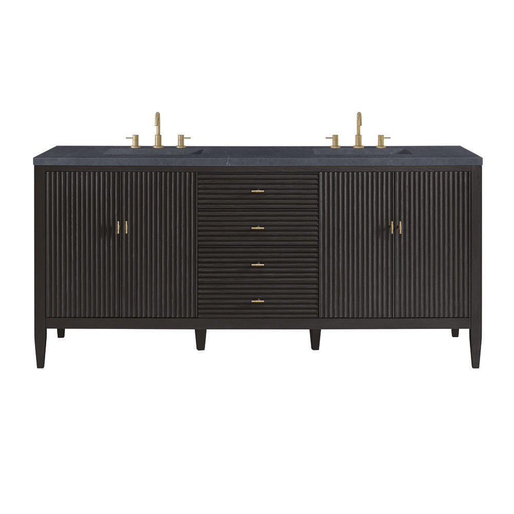 James Martin - Myrrin 72" Double Vanity, Carbon Oak w/ 3 CM Charcoal Soapstone Silestone Top - 485-V72-CBO-3CSP view 1