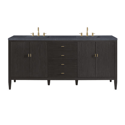 James Martin - Myrrin 72" Double Vanity, Carbon Oak w/ 3 CM Charcoal Soapstone Silestone Top - 485-V72-CBO-3CSP view 1