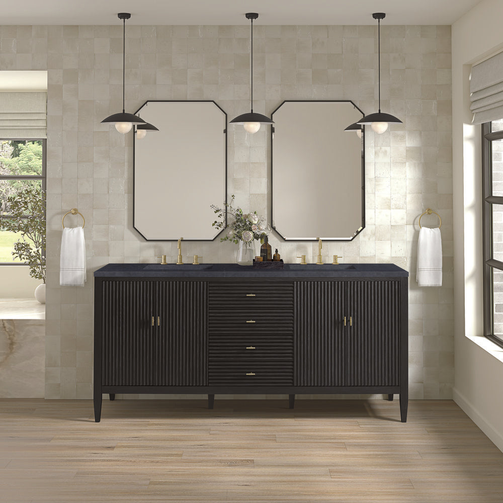 James Martin - Myrrin 72" Double Vanity, Carbon Oak w/ 3 CM Charcoal Soapstone Silestone Top - 485-V72-CBO-3CSP view 3