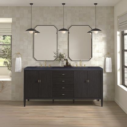James Martin - Myrrin 72" Double Vanity, Carbon Oak w/ 3 CM Charcoal Soapstone Silestone Top - 485-V72-CBO-3CSP view 3