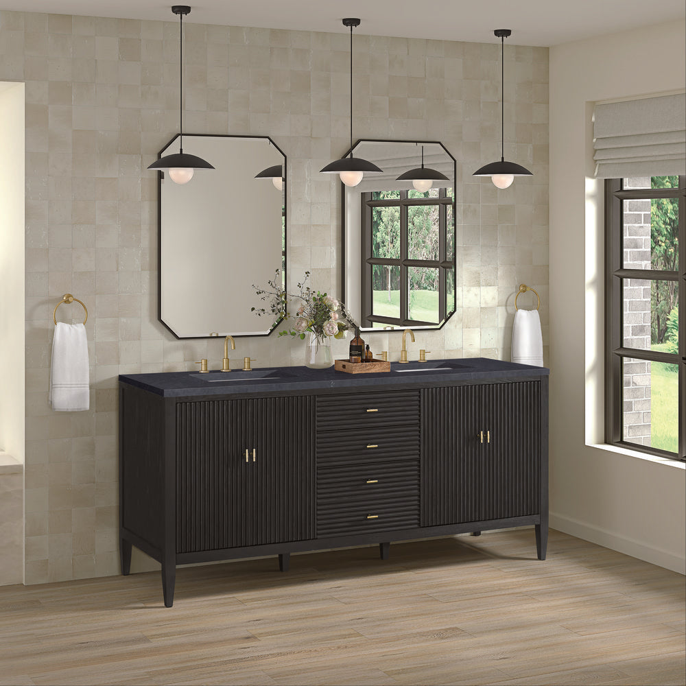James Martin - Myrrin 72" Double Vanity, Carbon Oak w/ 3 CM Charcoal Soapstone Silestone Top - 485-V72-CBO-3CSP view 4