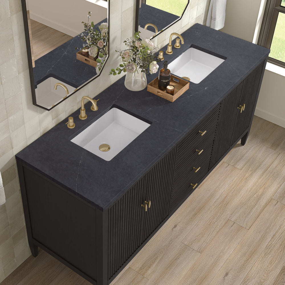James Martin - Myrrin 72" Double Vanity, Carbon Oak w/ 3 CM Charcoal Soapstone Silestone Top - 485-V72-CBO-3CSP view 7