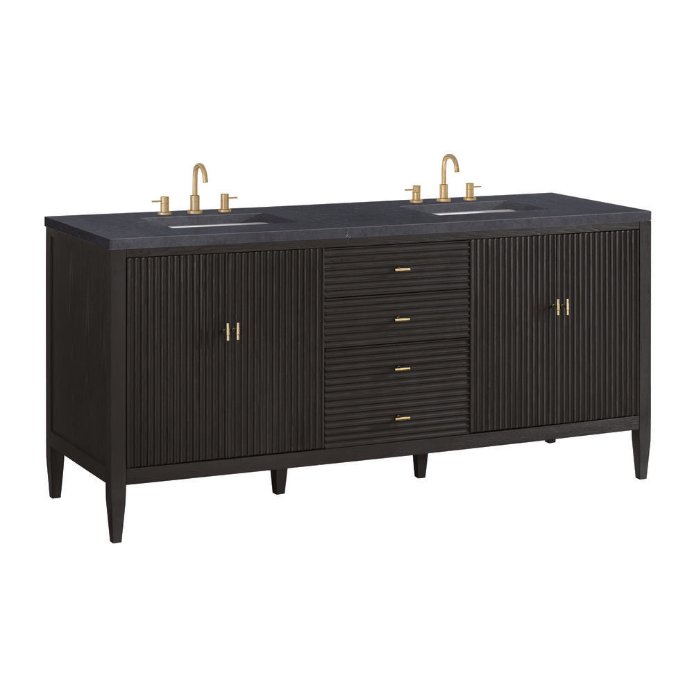 James Martin - Myrrin 72" Double Vanity, Carbon Oak w/ 3 CM Charcoal Soapstone Silestone Top - 485-V72-CBO-3CSP view 10