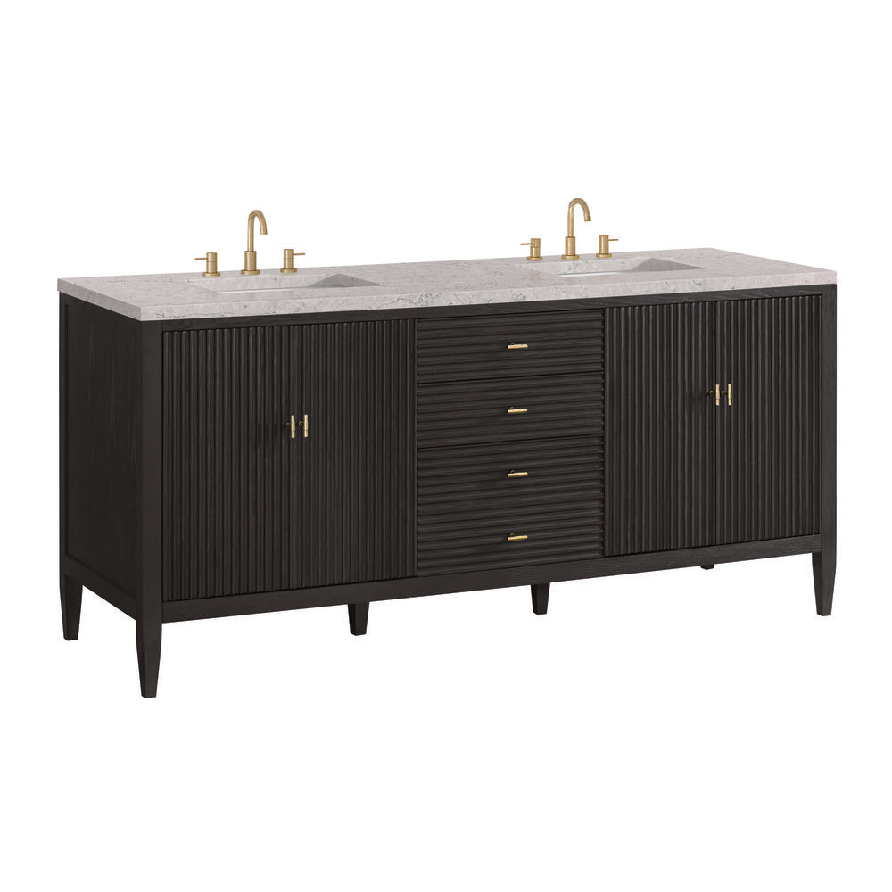 James Martin - Myrrin 72" Double Vanity, Carbon Oak w/ 3 CM Eternal Jasmine Pearl Silestone Top - 485-V72-CBO-3EJP view 10