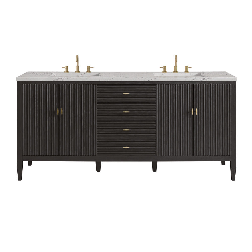 James Martin - Myrrin 72" Double Vanity, Carbon Oak w/ 3 CM Ethereal Noctis Silestone Top - 485-V72-CBO-3ENC view 1