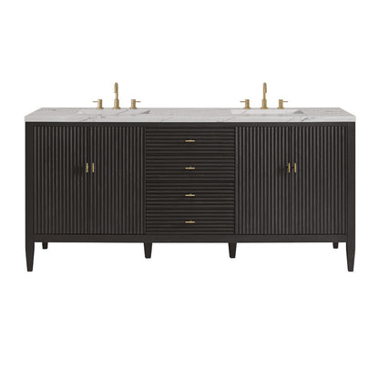 James Martin - Myrrin 72" Double Vanity, Carbon Oak w/ 3 CM Ethereal Noctis Silestone Top - 485-V72-CBO-3ENC view 1