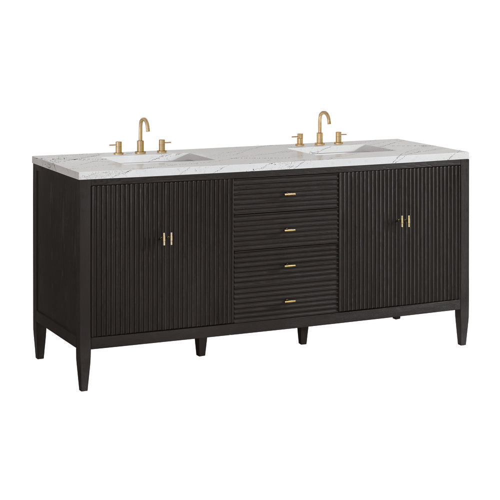 James Martin - Myrrin 72" Double Vanity, Carbon Oak w/ 3 CM Ethereal Noctis Silestone Top w/FreePower Wireless Charger - 485-V72-CBO-FENC view 11