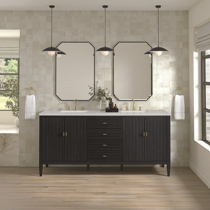 James Martin - Myrrin 72" Double Vanity, Carbon Oak w/ 3 CM Lime Delight Silestone Top - 485-V72-CBO-3LDL view 3
