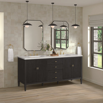 James Martin - Myrrin 72" Double Vanity, Carbon Oak w/ 3 CM Lime Delight Silestone Top - 485-V72-CBO-3LDL view 4