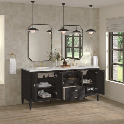 James Martin - Myrrin 72" Double Vanity, Carbon Oak w/ 3 CM Lime Delight Silestone Top - 485-V72-CBO-3LDL view 5