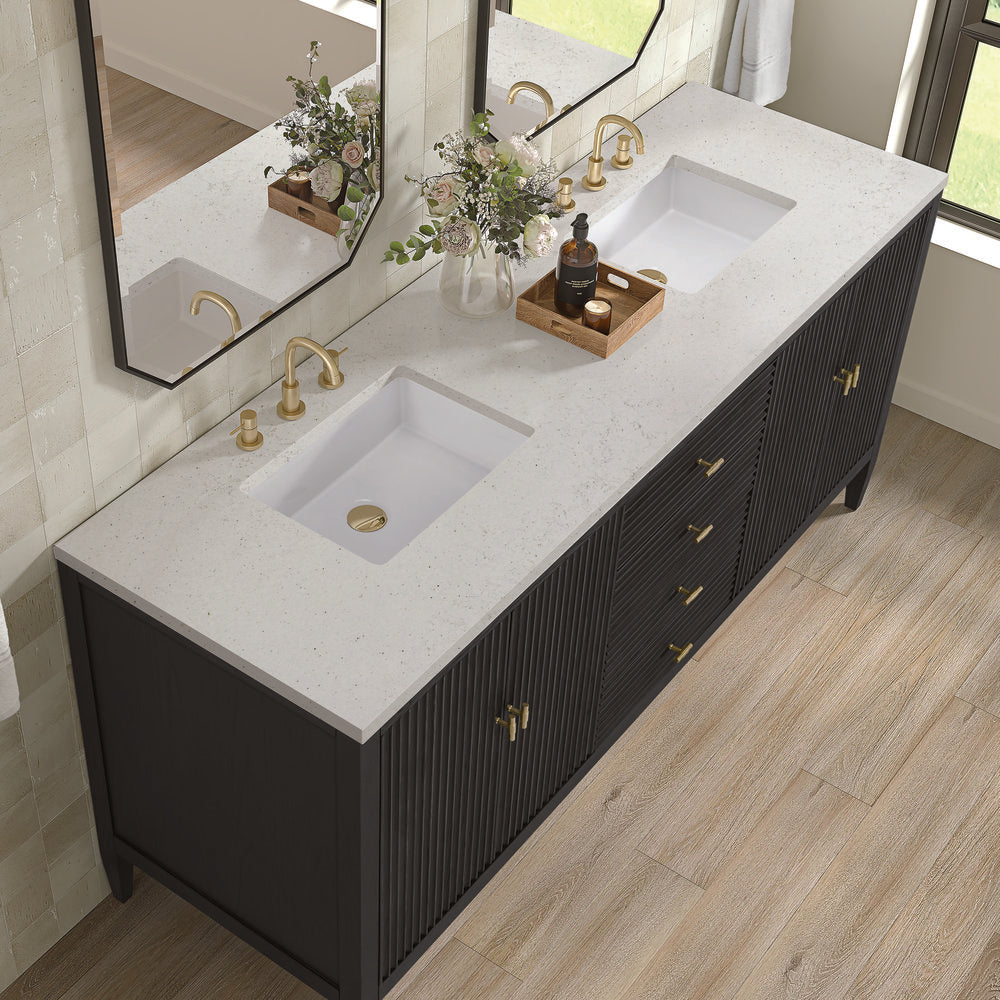 James Martin - Myrrin 72" Double Vanity, Carbon Oak w/ 3 CM Lime Delight Silestone Top - 485-V72-CBO-3LDL view 7