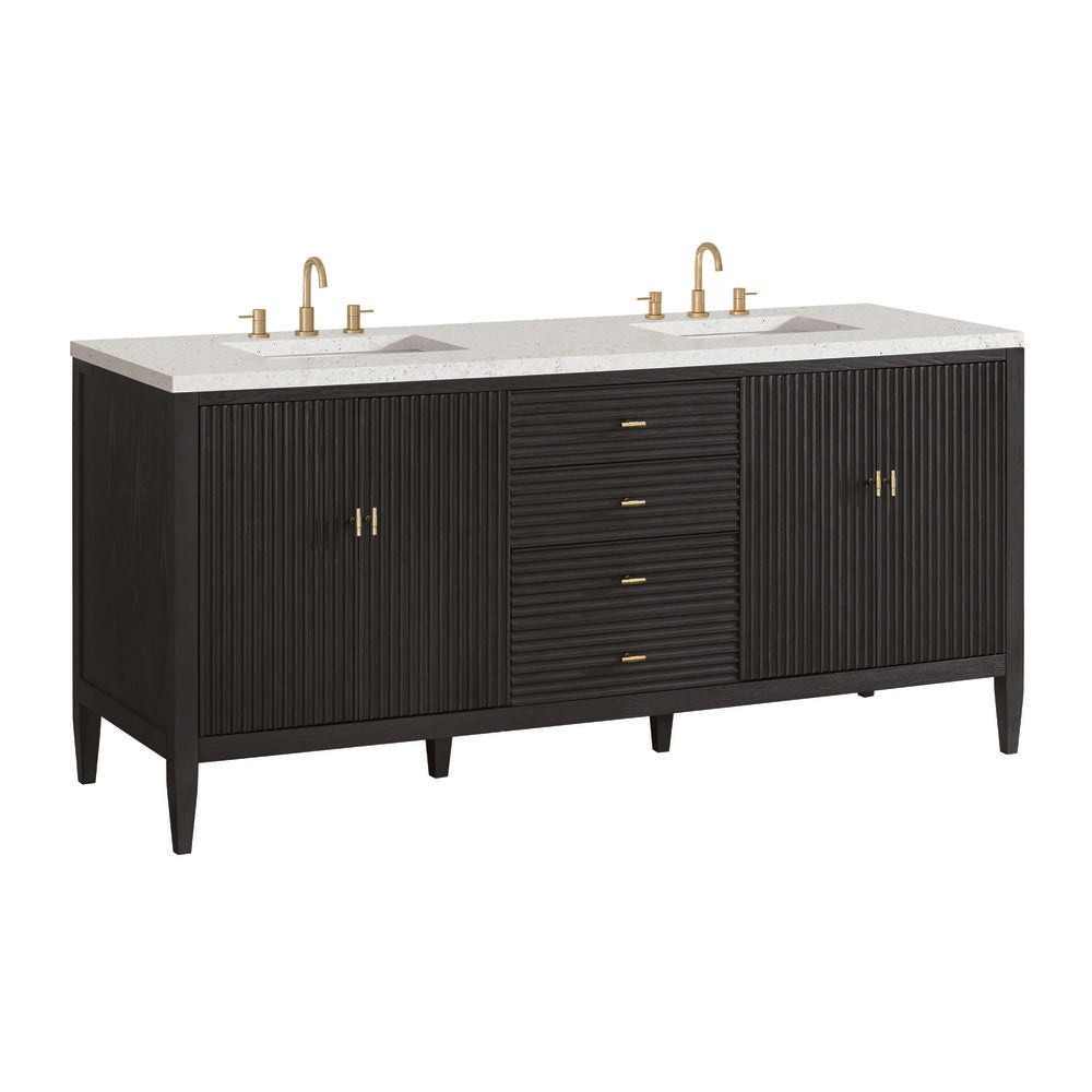 James Martin - Myrrin 72" Double Vanity, Carbon Oak w/ 3 CM Lime Delight Silestone Top - 485-V72-CBO-3LDL view 10