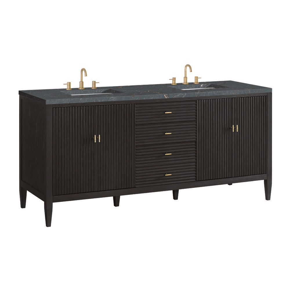 James Martin - Myrrin 72" Double Vanity, Carbon Oak w/ 3 CM Parisien Bleu Silestone Top - 485-V72-CBO-3PBL view 10