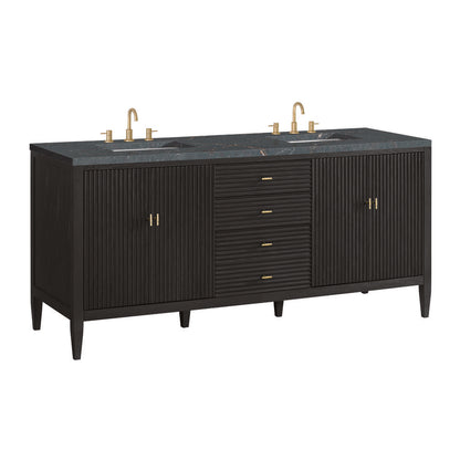 James Martin - Myrrin 72" Double Vanity, Carbon Oak w/ 3 CM Parisien Bleu Silestone Top w/FreePower Wireless Charger - 485-V72-CBO-FPBL view 11