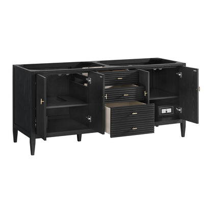 James Martin - Myrrin 72" Double Vanity, Carbon Oak w/ 3 CM Victorian Silver Silestone Top - 485-V72-CBO-3VSL view 8