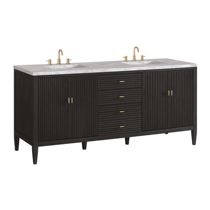 James Martin - Myrrin 72" Double Vanity, Carbon Oak w/ 3 CM Victorian Silver Silestone Top - 485-V72-CBO-3VSL view 10
