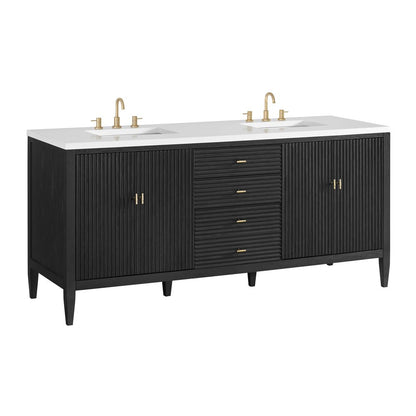 James Martin - Myrrin 72" Double Vanity, Carbon Oak w/ 3 CM White Zeus Silestone Top - 485-V72-CBO-3WZ view 12
