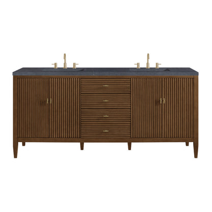 James Martin - Myrrin 72" Double Vanity, Mid Century Walnut w/ 3 CM Charcoal Soapstone Silestone Top - 485-V72-WLT-3CSP view 1