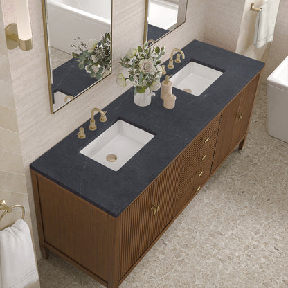 James Martin - Myrrin 72" Double Vanity, Mid Century Walnut w/ 3 CM Charcoal Soapstone Silestone Top - 485-V72-WLT-3CSP view 7