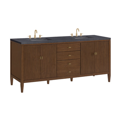 James Martin - Myrrin 72" Double Vanity, Mid Century Walnut w/ 3 CM Charcoal Soapstone Silestone Top - 485-V72-WLT-3CSP view 10