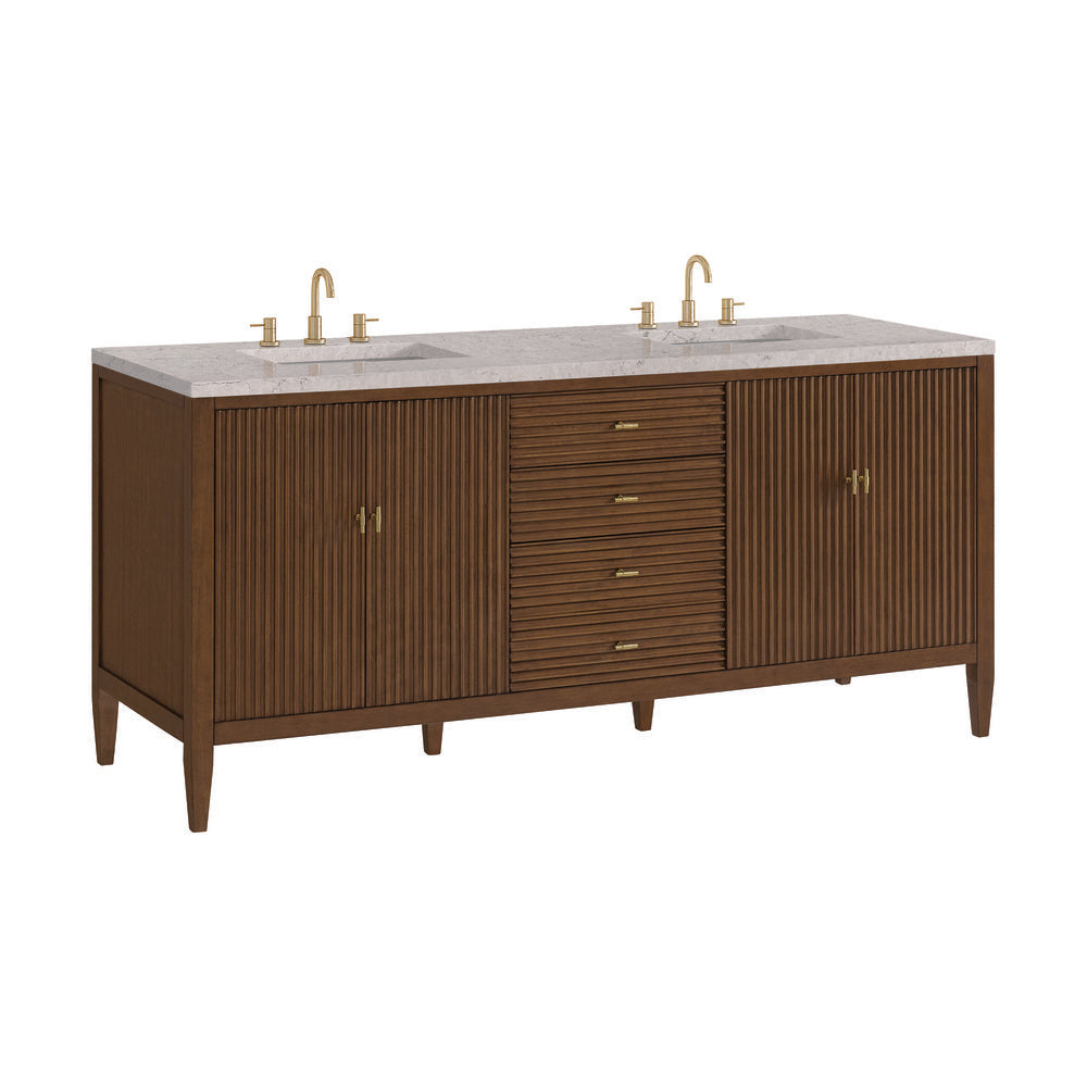 James Martin - Myrrin 72" Double Vanity, Mid Century Walnut w/ 3 CM Eternal Jasmine Pearl Silestone Top - 485-V72-WLT-3EJP view 10