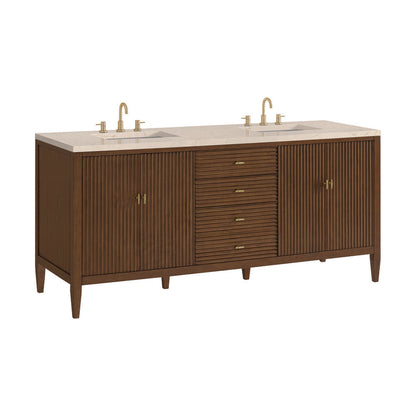 James Martin - Myrrin 72" Double Vanity, Mid Century Walnut w/ 3 CM Eternal Marfil Silestone Top - 485-V72-WLT-3EMR view 10