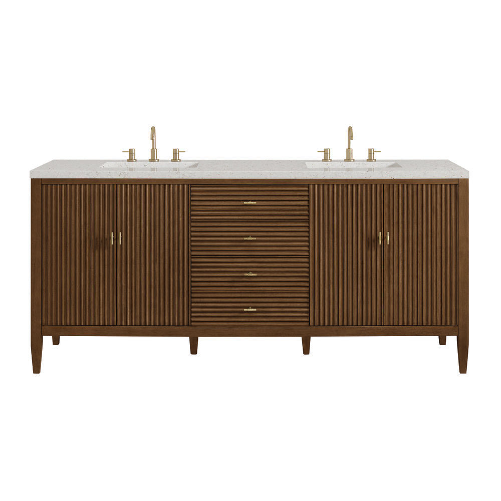 James Martin - Myrrin 72" Double Vanity, Mid Century Walnut w/ 3 CM Lime Delight Silestone Top - 485-V72-WLT-3LDL view 1