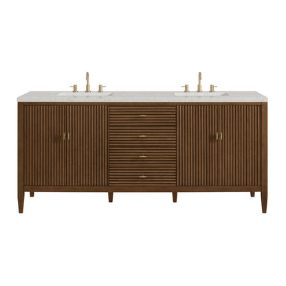 James Martin - Myrrin 72" Double Vanity, Mid Century Walnut w/ 3 CM Lime Delight Silestone Top - 485-V72-WLT-3LDL view 1