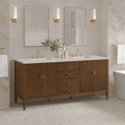 James Martin - Myrrin 72" Double Vanity, Mid Century Walnut w/ 3 CM Lime Delight Silestone Top - 485-V72-WLT-3LDL view 4