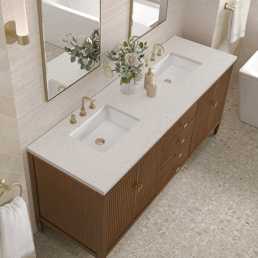 James Martin - Myrrin 72" Double Vanity, Mid Century Walnut w/ 3 CM Lime Delight Silestone Top - 485-V72-WLT-3LDL view 7