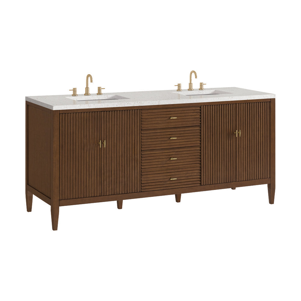 James Martin - Myrrin 72" Double Vanity, Mid Century Walnut w/ 3 CM Lime Delight Silestone Top - 485-V72-WLT-3LDL view 10