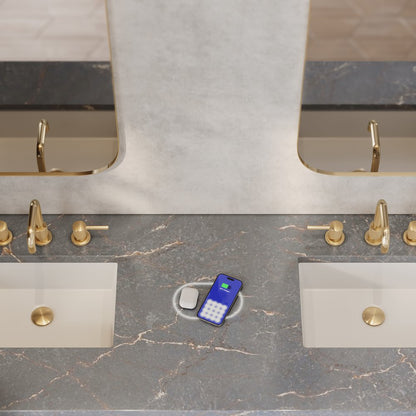 James Martin - Myrrin 72" Double Vanity, Mid Century Walnut w/ 3 CM Parisien Bleu Silestone Top w/FreePower Wireless Charger - 485-V72-WLT-FPBL view 2