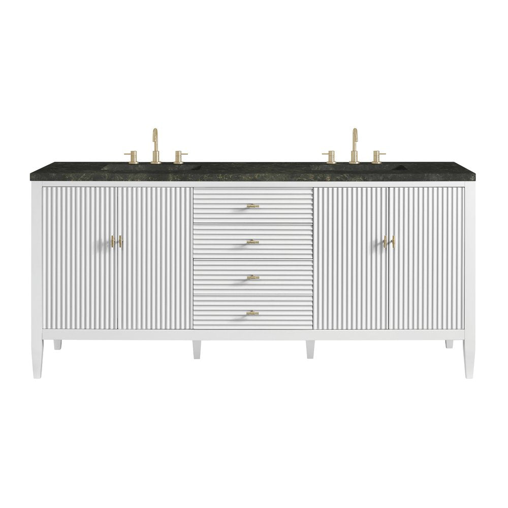 James Martin - Myrrin 72" Vanity, Bright White, w/ 3 CM Phantome Eclos Top - 485-V72-BW-3PHT view 1