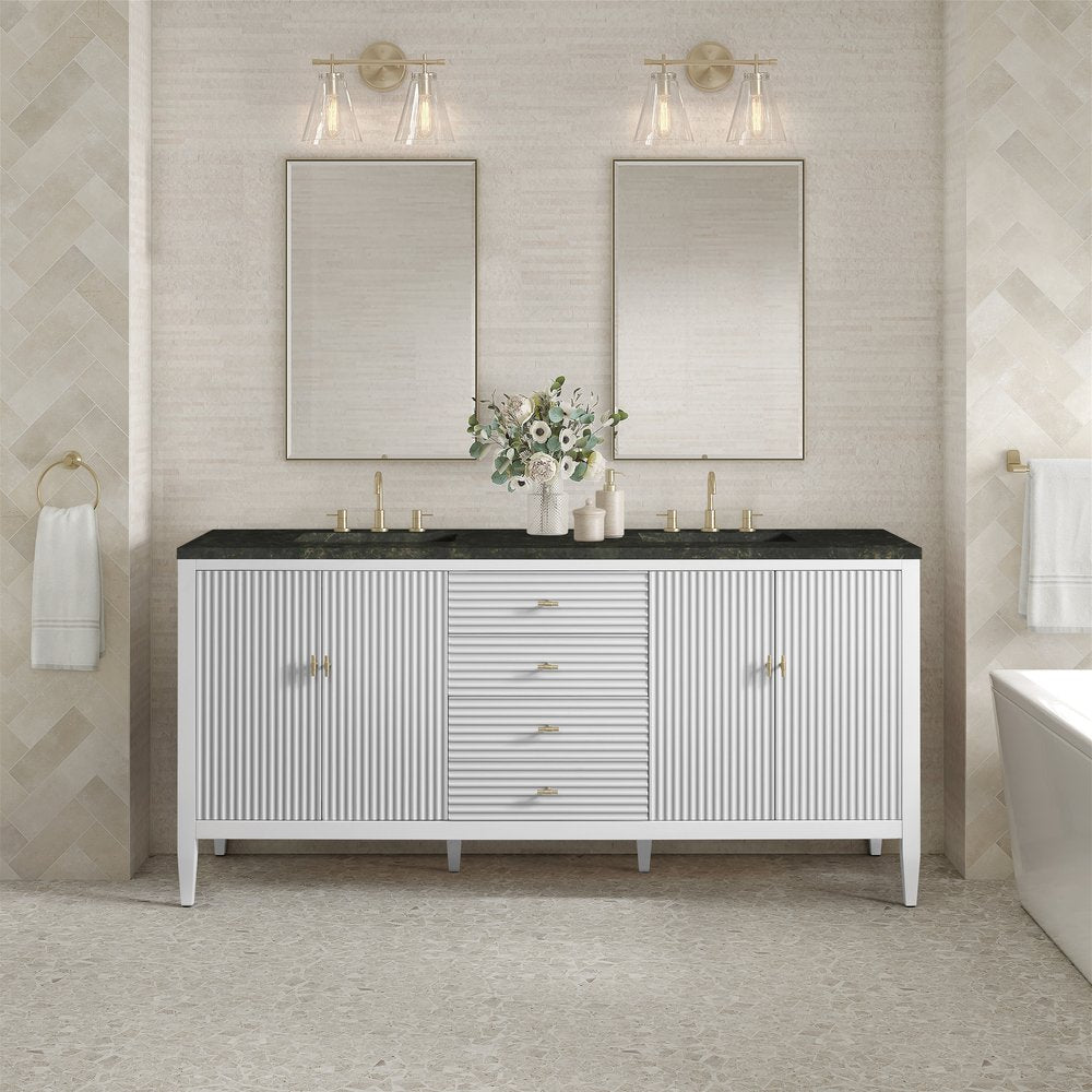 James Martin - Myrrin 72" Vanity, Bright White, w/ 3 CM Phantome Eclos Top - 485-V72-BW-3PHT view 3