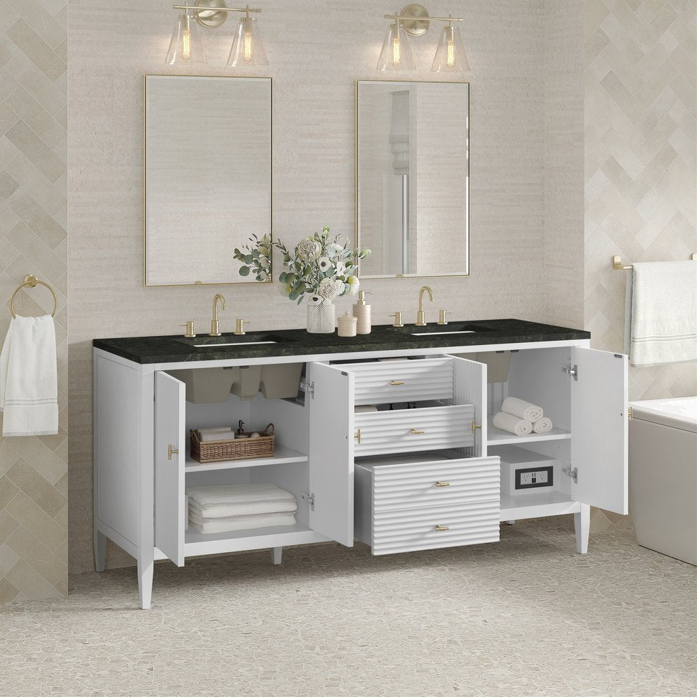James Martin - Myrrin 72" Vanity, Bright White, w/ 3 CM Phantome Eclos Top - 485-V72-BW-3PHT view 5