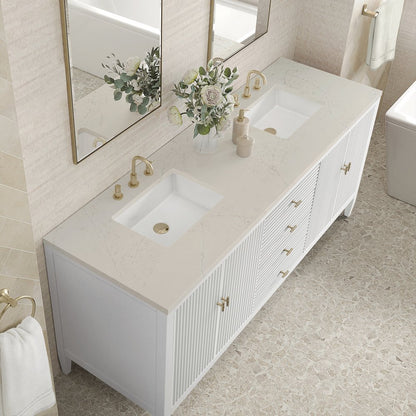 James Martin - Myrrin 72" Vanity, Bright White, w/ 3 CM Siberian Silestone Top - 485-V72-BW-3SFR view 7