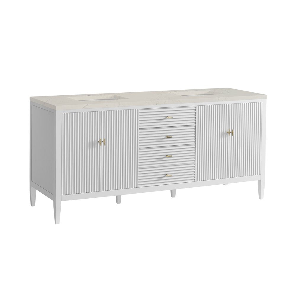 James Martin - Myrrin 72" Vanity, Bright White, w/ 3 CM Siberian Silestone Top - 485-V72-BW-3SFR view 10