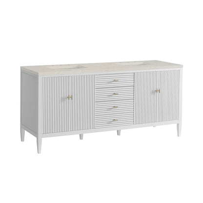 James Martin - Myrrin 72" Vanity, Bright White, w/ 3 CM Siberian Silestone Top - 485-V72-BW-3SFR view 10