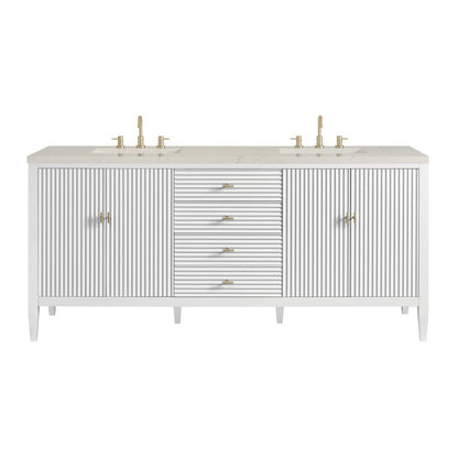 James Martin - Myrrin 72" Vanity, Bright White, w/ 3 CM Siberian Silestone Top w/FreePower Wireless Charger - 485-V72-BW-FSFR view 1